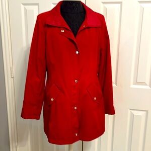 GALLERY Ladies RED Coat w Zipper, Snaps and Removable Lining SZ Petite Medium